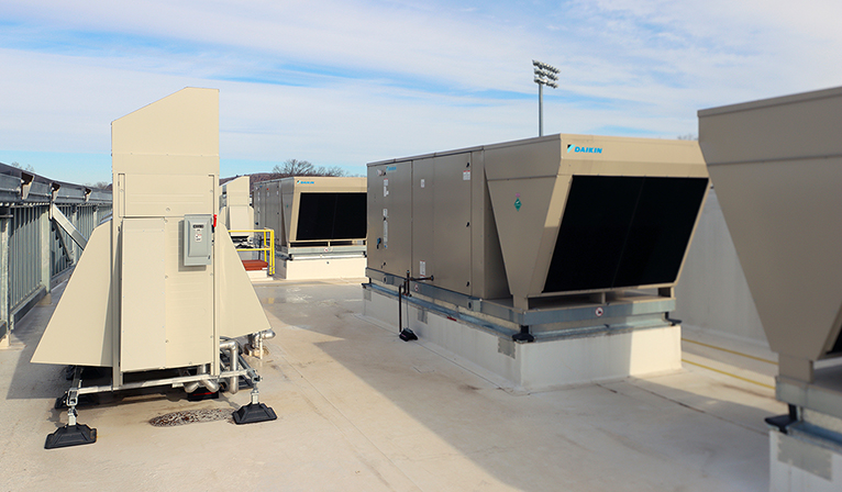 Variable refrigerant flow systems at Tsai Lacrosse Field House, Yale University, photo by Ronnie Rysz