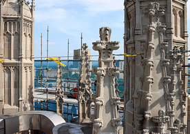 Finials atop Wrexham Tower, photo by Ronnie Rysz