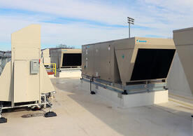 Variable refrigerant flow systems at Tsai Lacrosse Field House, Yale University, photo by Ronnie Rysz