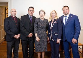 Jason Dauch, Christopher Votto, and Matthew Yazdzik with President McInnis and Linda Lorimer, photo by Rob DeSanto
