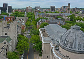 Aerial view of College Street facing west, courtesy of the Office of Facilities